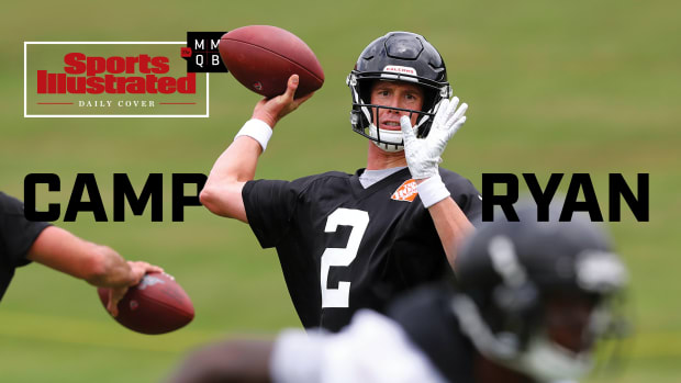Matt Ryan throwing a ball at an offseason camp.